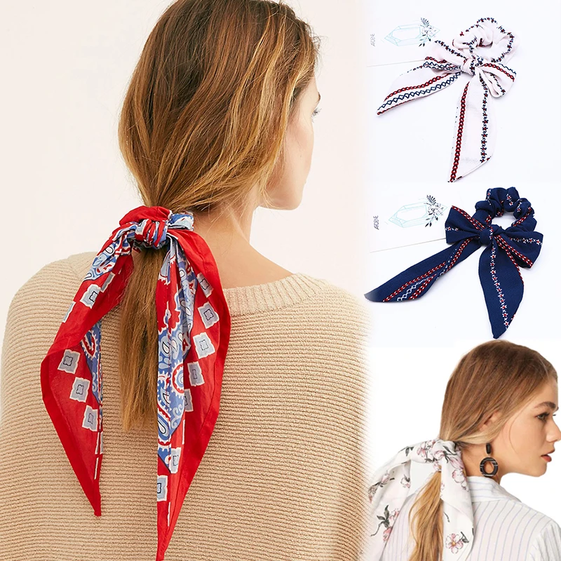 

Bow Streamers Women Elegant Elastic Hair Bands Fashion Ribbon Scrunchies Horsetail Hair Rope Headwear Hair Accessories