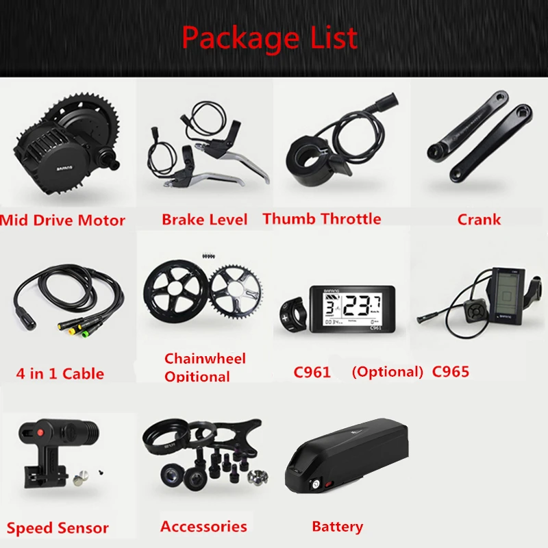 Excellent Bafang 8fun 48V 350W BBS01B Electric Bike Mid Drive Motor Conversion Kits With 48V 13AH Lithium Battery C961 C965 Display 15 Excellent Bafang 8fun 48V 350W BBS01B Electric Bike Mid Drive Motor Conversion Kits With 48V 13AH Lithium Battery C961 C965 Display 15