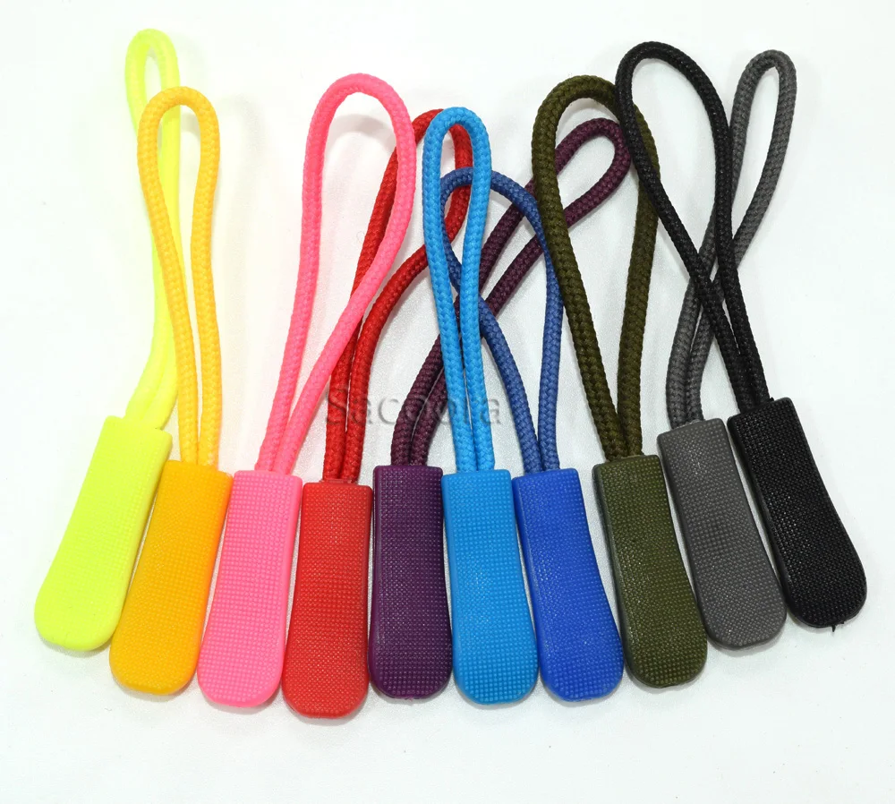 100pcs Mix Color Zipper Pulls Cord Rope Ends Lock Zip Clip Buckle For Paracord Accessories/ Backpack/Clothing
