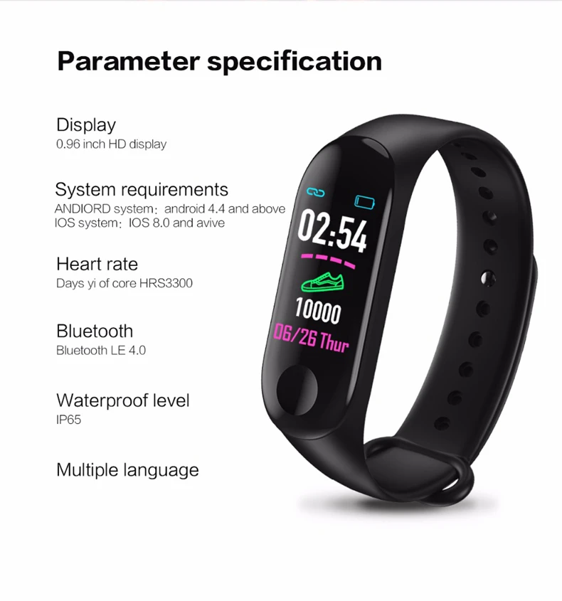 Браслет для здоровья с кровяным давлением, часы с монитором сердечного ритма, спортивные часы, фитнес-трекер для Honor iOS Android+ коробка