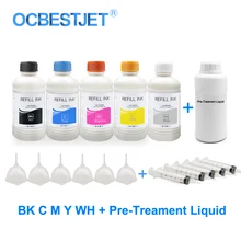 250 мл чернила для цифровой печати по ткани с текстильной предварительной нитью жидкость для Epson T50 P50 R290 R330 1410 L800 L1800 Принтер Dtg белые чернила