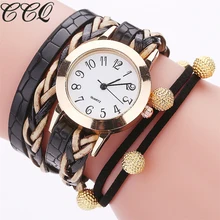 CCQ Brand Luxury Gold Fashion Quartz Watch Casual Braided Leather Women Bracelet Watches Gift Relogio Feminino Gift 2106