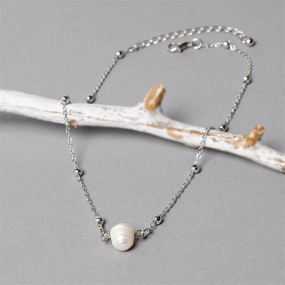 Women Choker Necklace Freshwater Pearl Necklace Gold Color Chain Clavicle Chain Necklaces 2018 Fashion Jewelry For Girl  (2)