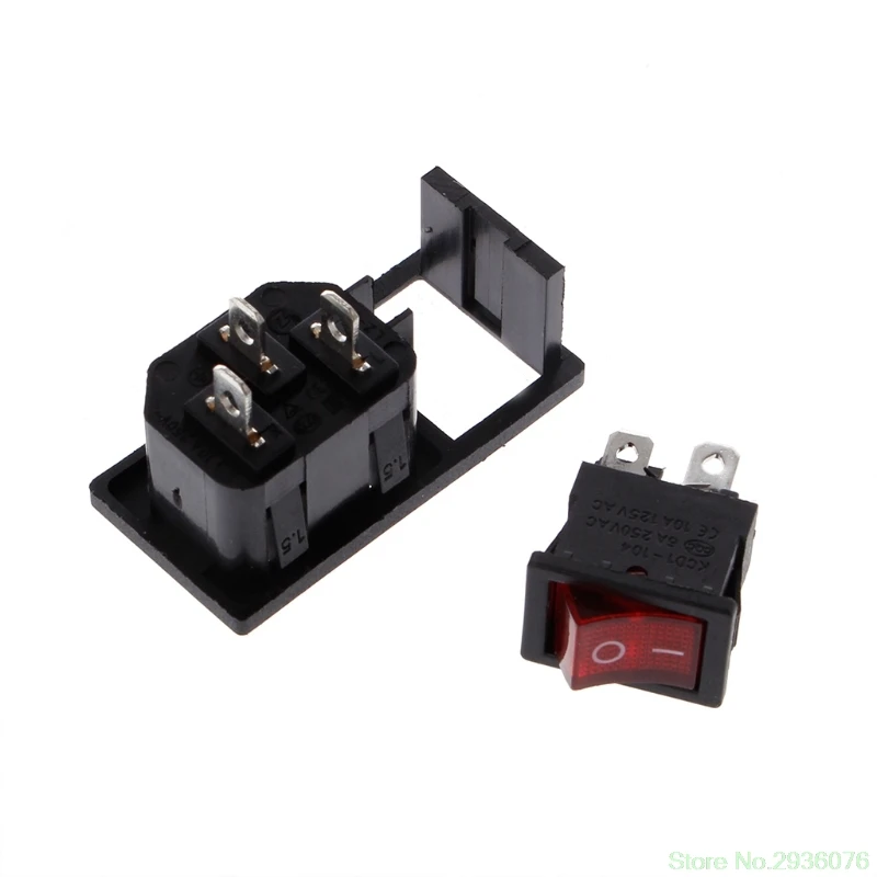 

New 10A 250V AC SPST Rocker Switch 3 Pin IEC320 C14 Inlet Module Plug Drop Ship 11