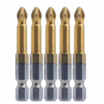 

5Pcs Titanium Coated Hex Shank Anti Slip Electric Screwdriver Bits PH2 50mm New 2017