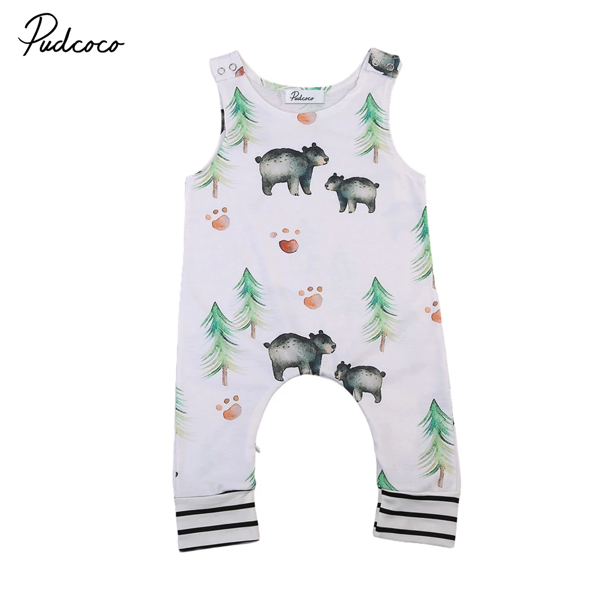 Cotton Sleeveless Print Baby Rompers Cotton Infant Baby Boy Girls One ...