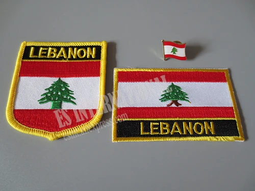 

National Flag Embroidery Patches and Metal Flag Lapel Pin LEBANON