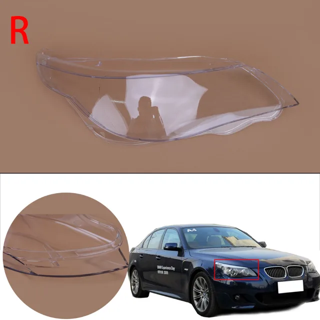 1PC Front Headlight Lens Cover HeadLamp Shell Housing For BMW 5 series