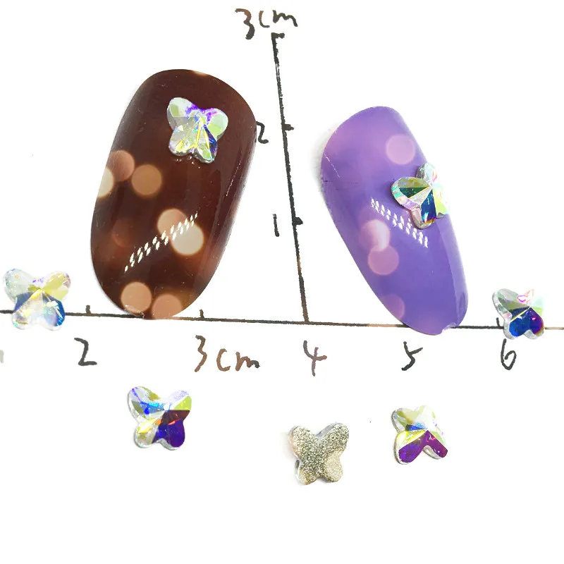 50 шт. весеннее украшение для ногтей в виде бабочки Стразы украшения Ab Подвески декоры 3d Радуга алмаз Маникюр блестящие украшения поставки