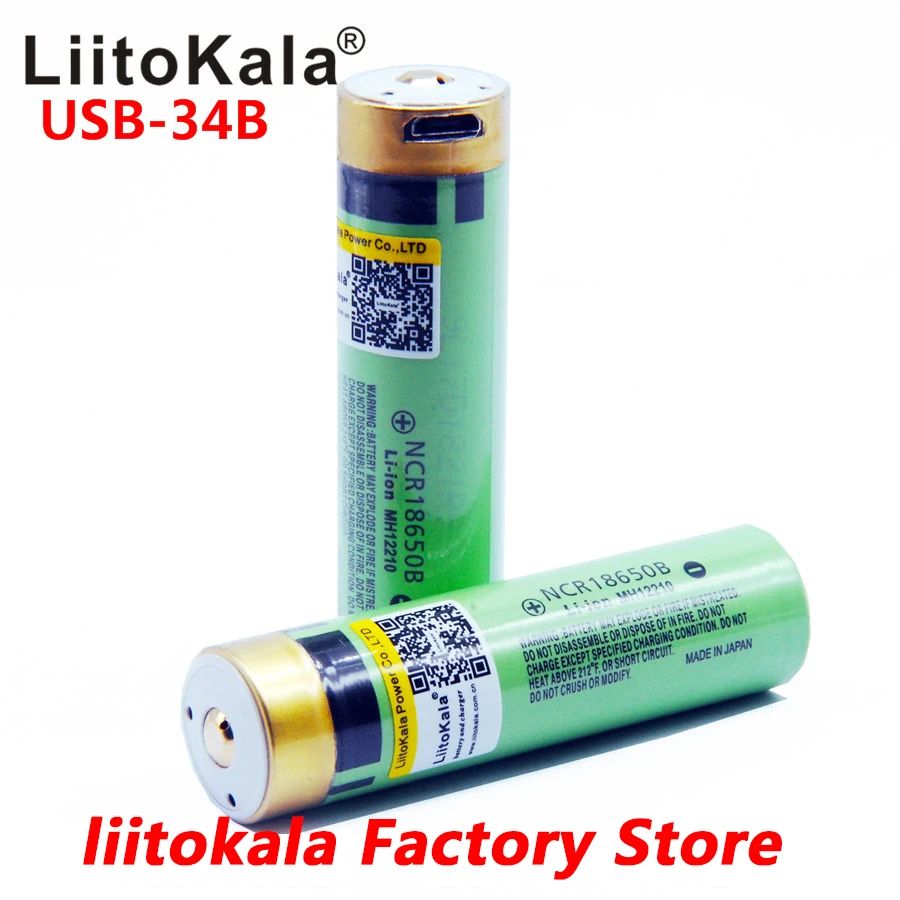 2 шт LiitoKala USB 18650 аккумулятор 3,7 V 18650 3400mAh литий-ионная USB перезаряжаемая батарея со светодиодный индикатор светильник DC-Charging