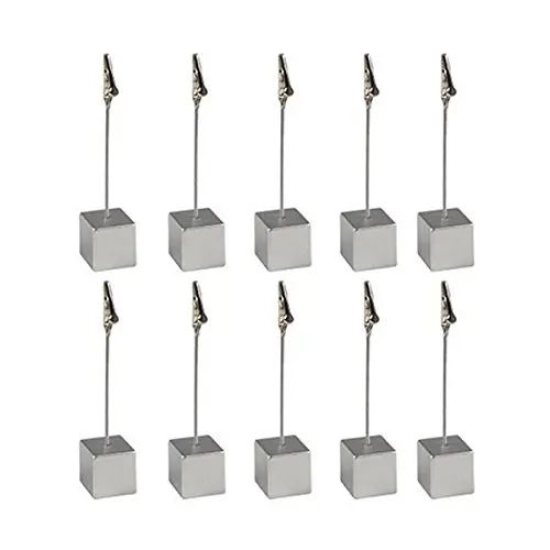 

Card Holder Cube Memo Holder Card Clip Photo Office Holder Note - 10 pieces (Silver)