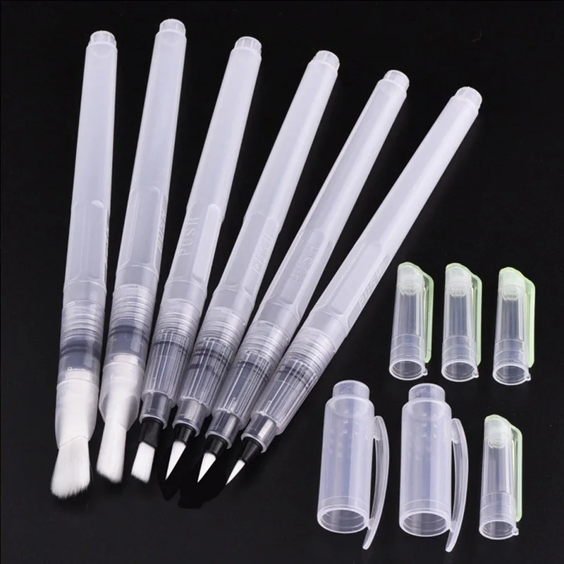 

1pcs Portable Paint Brush Color Refillable Painting Brush Watercolor Brush Water Tank Calligraphy Brush Art Marker Pen