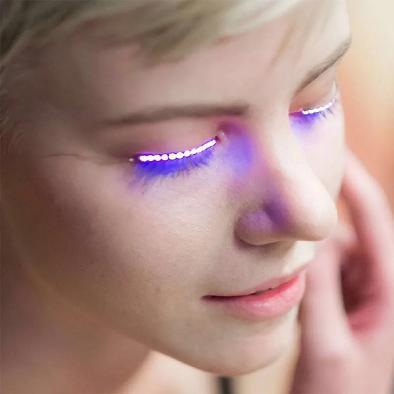 

1Pair Led Eyelashes LED Strips False Eyelash Sticker 3d Led Lashes Eye Makeup Waterproof Light Button Control for Halloween Club