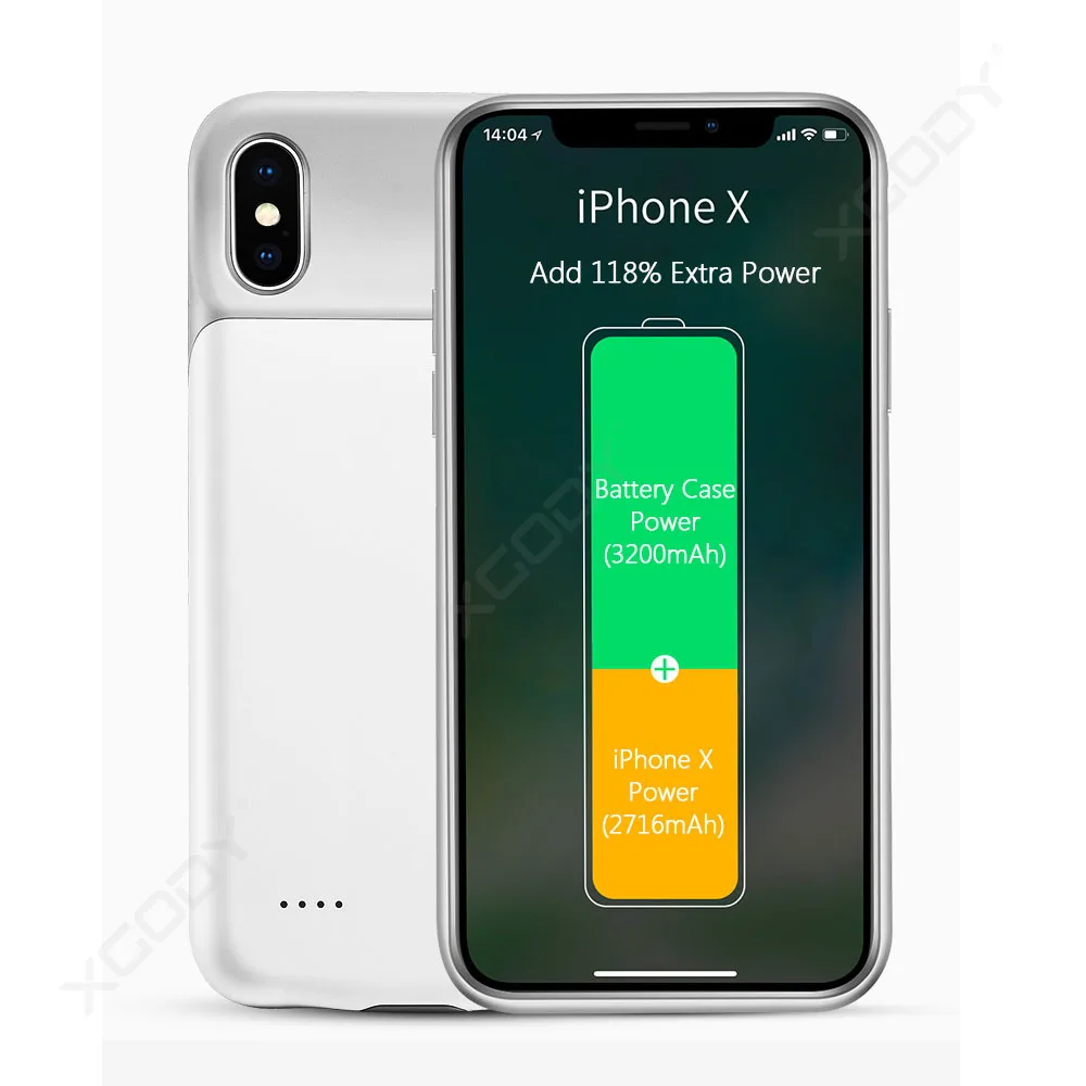 XGODY 3200 мАч умный чехол для Apple iphone X XS Мобильный Внешний Аккумулятор Чехол для зарядки для iphone X XS чехол для резервного зарядного устройства