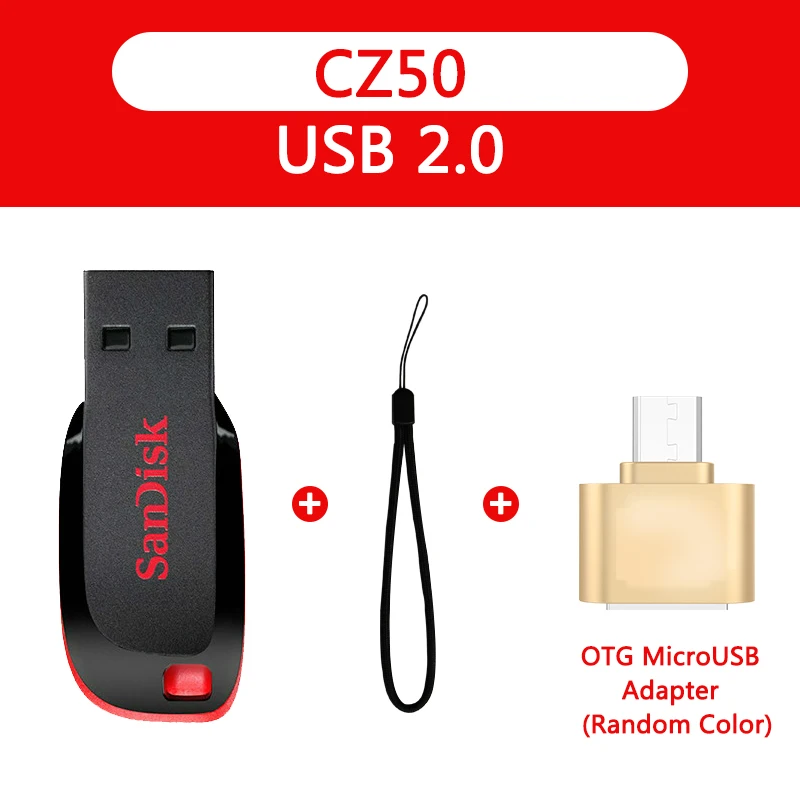 Sandisk CZ50 usb флэш-накопитель 32 ГБ мини usb флэш-накопитель usb флешка 8 Гб 16 Гб usb-носитель 64 Гб флэш-диск 128 ГБ - Цвет: CZ50-A