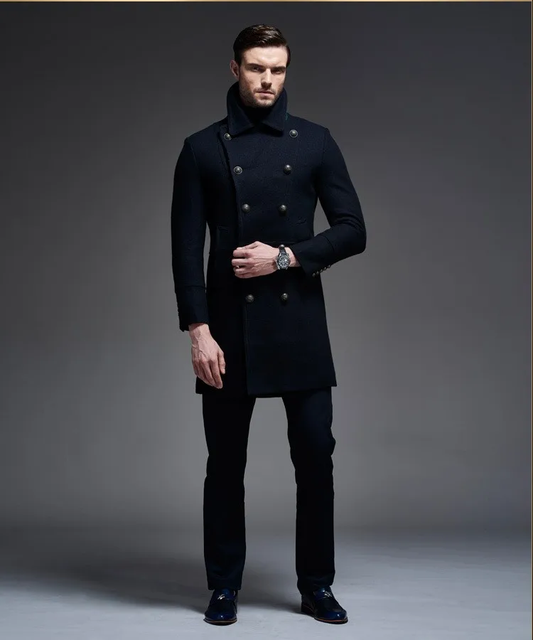 Осень/зима шерстяное пальто европейский бренд качество кашемир шерстяная куртка мужские военные Пальто мужские топы