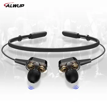 

ALWUP G01 Bluetooth Earphone Wireless Headphones Four Unit Drive Double Dynamic Hybrid Deep Bass Earphone for Phone with mic 5.0