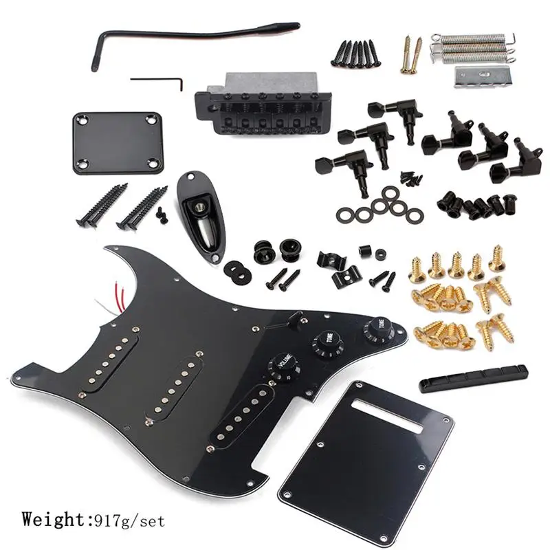 

DIY Electric Guitar Kit Pickguard Back Cover Bridge System ST Style Full Accessories Kit