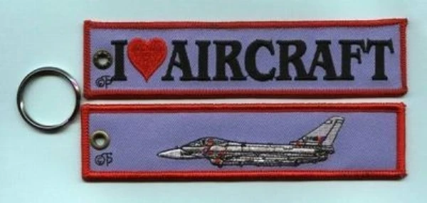 EM-1029 I LOVE AIRCRAFT EMBROIDERED KEYRING