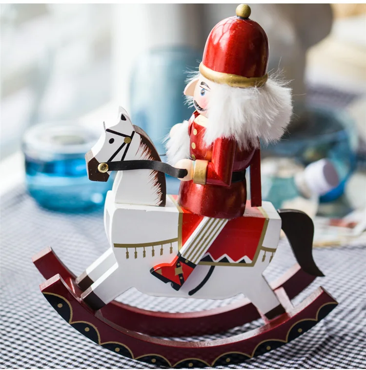 

Handmade wooden toys wedding decoration Rocking horse soildier Nutcracker doll