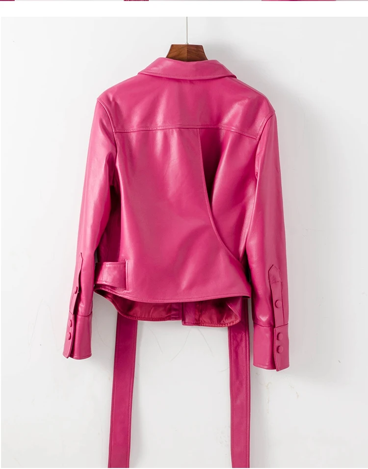 Женская куртка из натуральной кожи, Женская Осенняя Модная брендовая Стильная верхняя одежда, мотоциклетная куртка из натуральной овечьей кожи