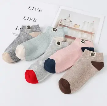 

5Pairs/Lot New Female Catton Socks Funny Harajuku Kawaii Short Boat Socks Spring Summer Socks Invisible Low Cut Style