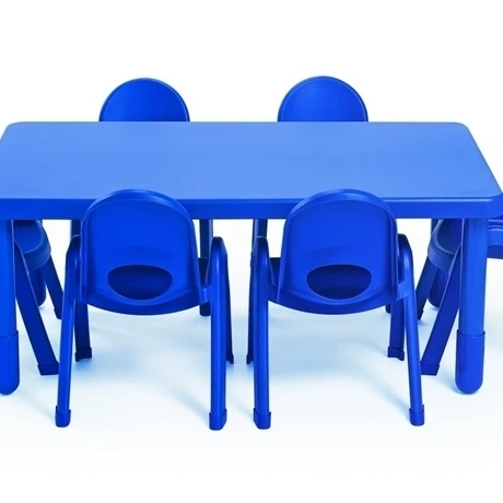 Angeles AB705206PB 28 x 48 in. MyValue Rectangular Preschool Table with 20 in. Legs with 6-11 in. Chairs Royal Blue (1)