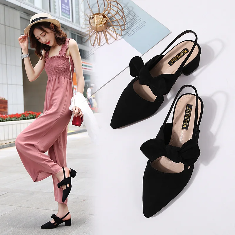 

2019 Plus Size 34-41 Summer Women Slingback Korea Fashion 4.5cm Low Heels Sandals Sandles Lady Sweet Casual Mules Shoes YGH-66