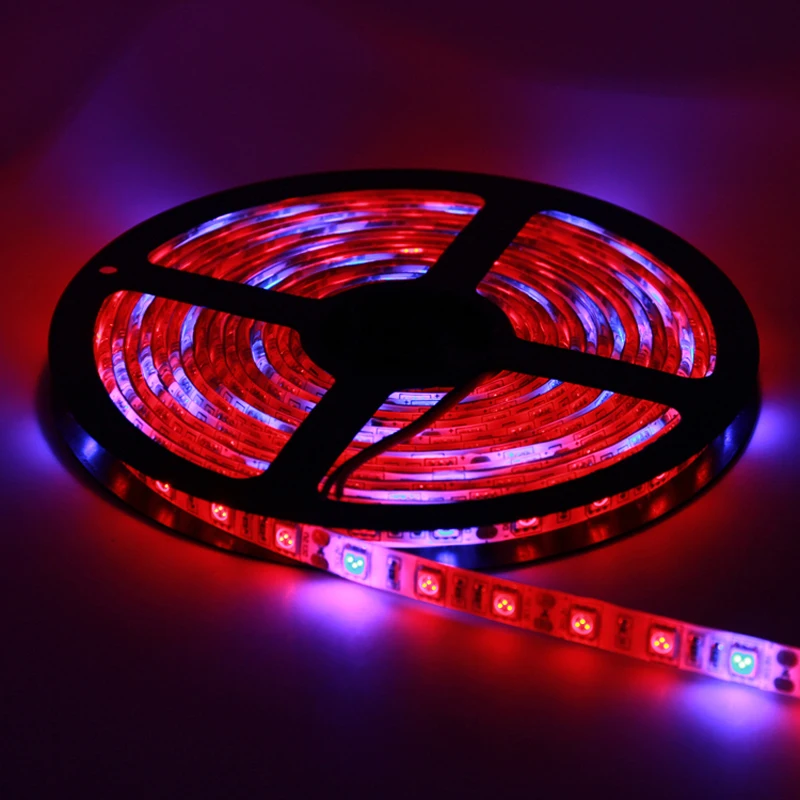 5m LED Grow Light Strip SMD5050 12V Hydroponic Red 640nm Blue 460nm Waterproof 