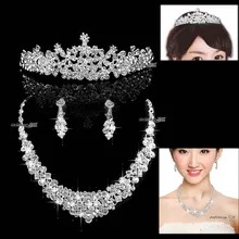 Свадебные украшения Свадебные ожерелье Корона костюм из трех предметов в Корейском стиле ювелирного сплава Свадебные аксессуары для волос