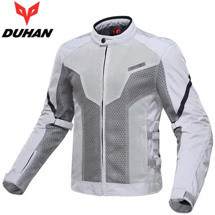 DUHAN мотоциклетный костюм для мотогонщиков, куртка с сеткой на лето, мотоциклетный костюм - Цвет: Белый