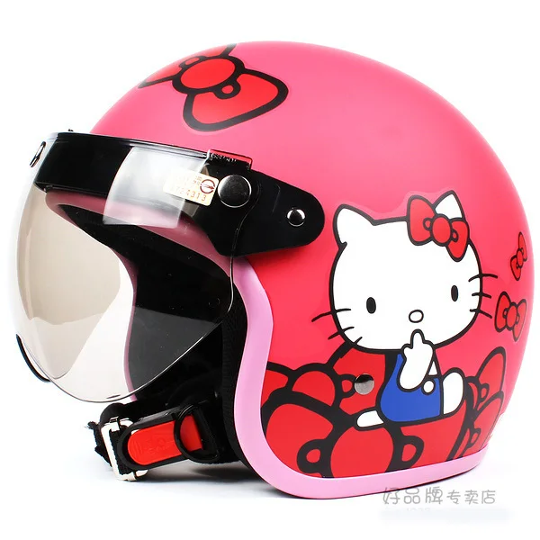 E.56 3/4 Taiwan " EVO " Motocross Casque moto / 8''hello Kitty " Bowknot  rose Casque & UV " W " lentille et visière pour l'été | AliExpress
