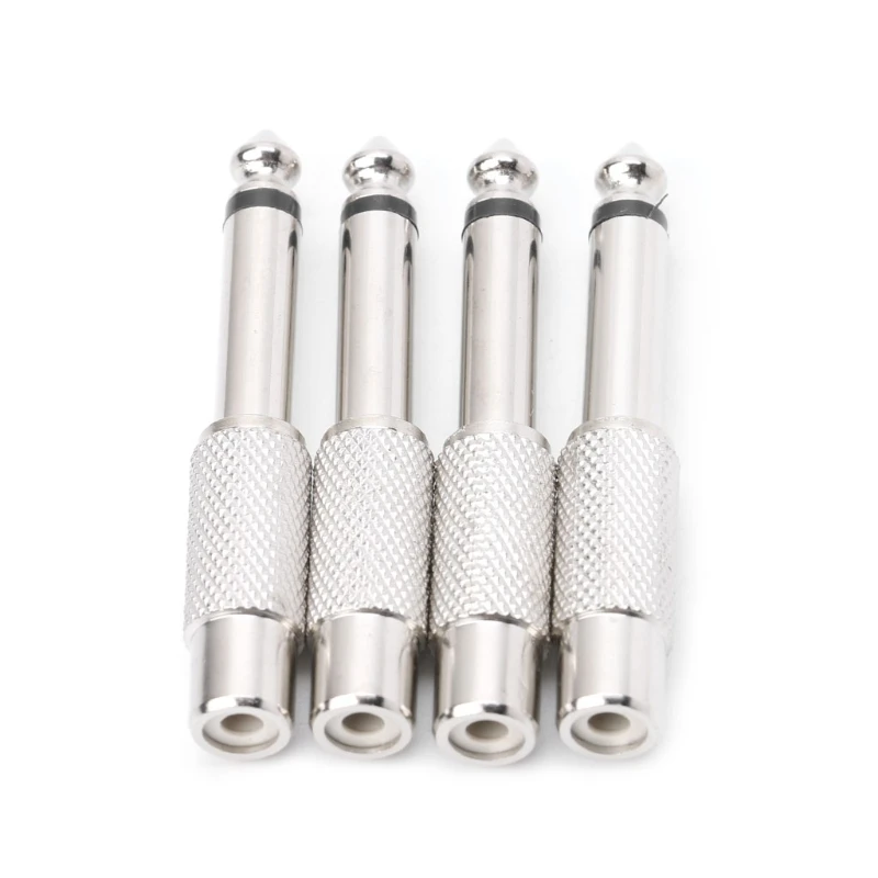 

New 4Pcs RCA Phono Socket to 6.35mm Mono Jack Plug Nickel Plating Audio Adapter