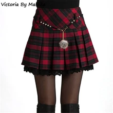 Женская модная осенне-зимняя юбка школьницы Сексуальная секретная короткая серая/красная мини-юбка плиссе клетчатые юбки женские юбки Saia