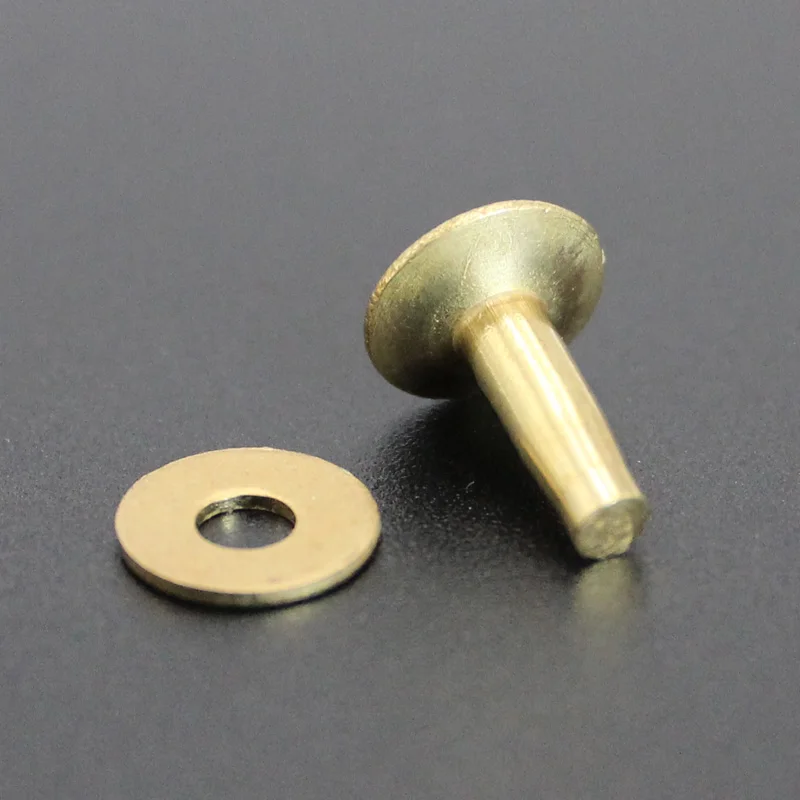 

brass copper rivets with burrs/washers for leather cap 11mm shank length 12mm