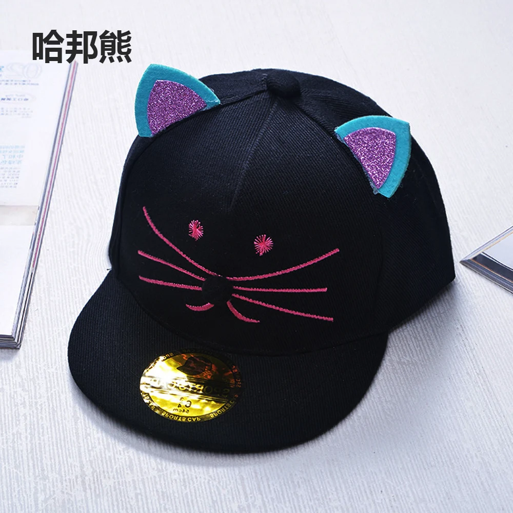 2017 Lovely cat ear Hello Kitty Embroidery Kids Baseball Caps Gorras