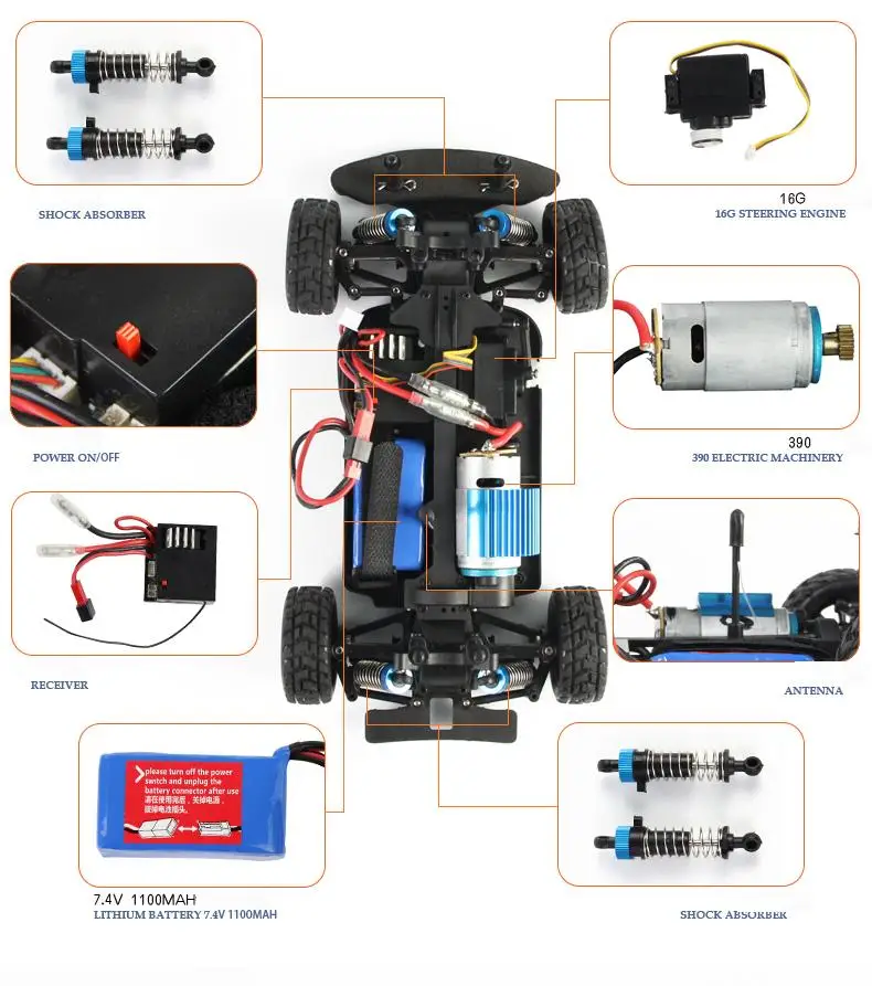 YUKALA Супер гоночный автомобиль wltoys A949 2,4G Радиоуправляемый автомобиль 4WD с 40-60 км/час высокоскоростной Радиоуправляемый электрический автомобиль