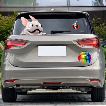 

3pcs Car Decal Adorable Dog Rainbow Lips Smoking Forbidden Car Decorative Sticker M8617