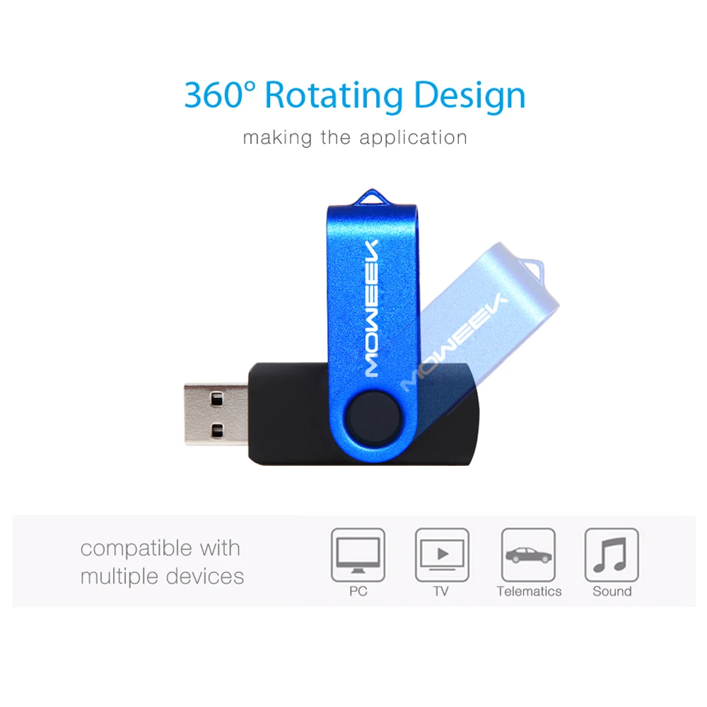 Moweek металлическая USB флешка реальная емкость 4g 8g 16g 32g 64g ручка-накопитель Высокое качество Кле usb карта памяти вращающийся U диск в подарок