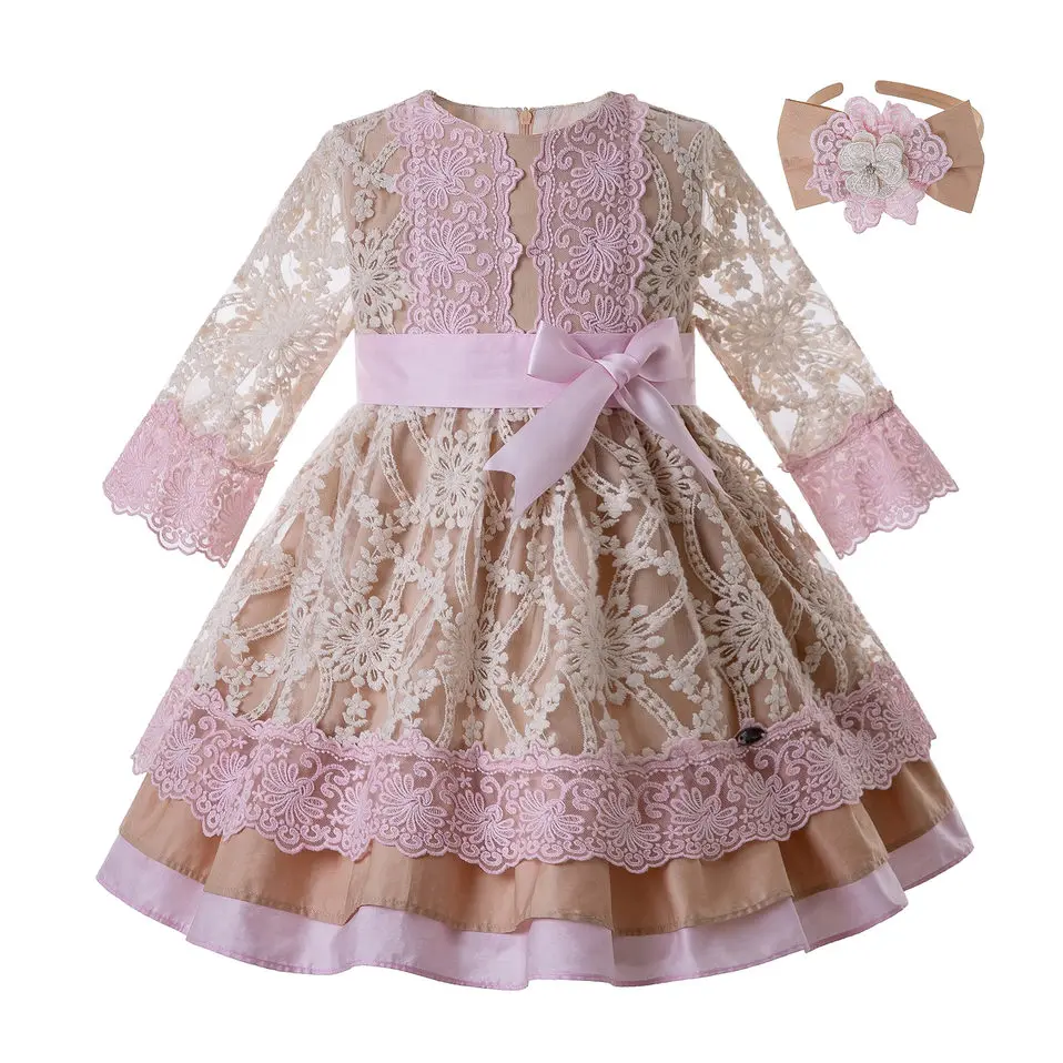 

Pettigirl Wholesale New Summer Floral Printed Lace Flower Girl Birthday Party Communion Girl Ceremony Dress G-DMGD112-C129