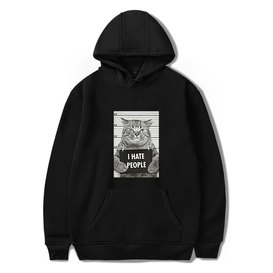 

I Hate People Hooded Women Men K-pop Sweatshirt Cat Funny Hoodies Hot Sale Sweatshirt Oversized Tracksuit Casual Clothes XXS-4XL