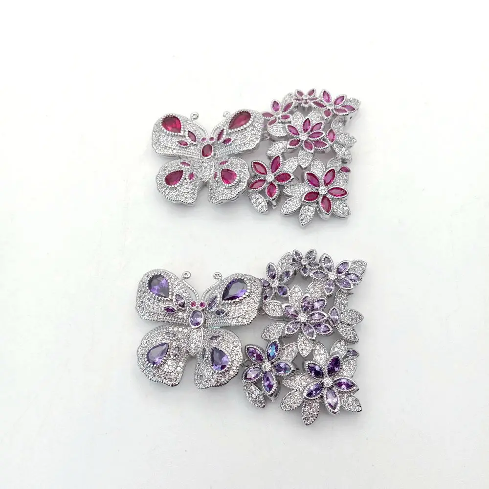 

1pc 40x54mm golden plated Cz micro butterfly connector DIY Jewelry Findings