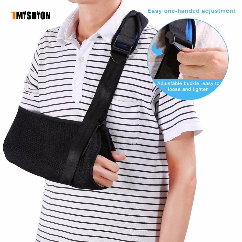 

Universal Arm Sling Support Adjustable Breathable Soft Padded Shoulder Strap For Adults Unisex Black Arm Sling Support Braces
