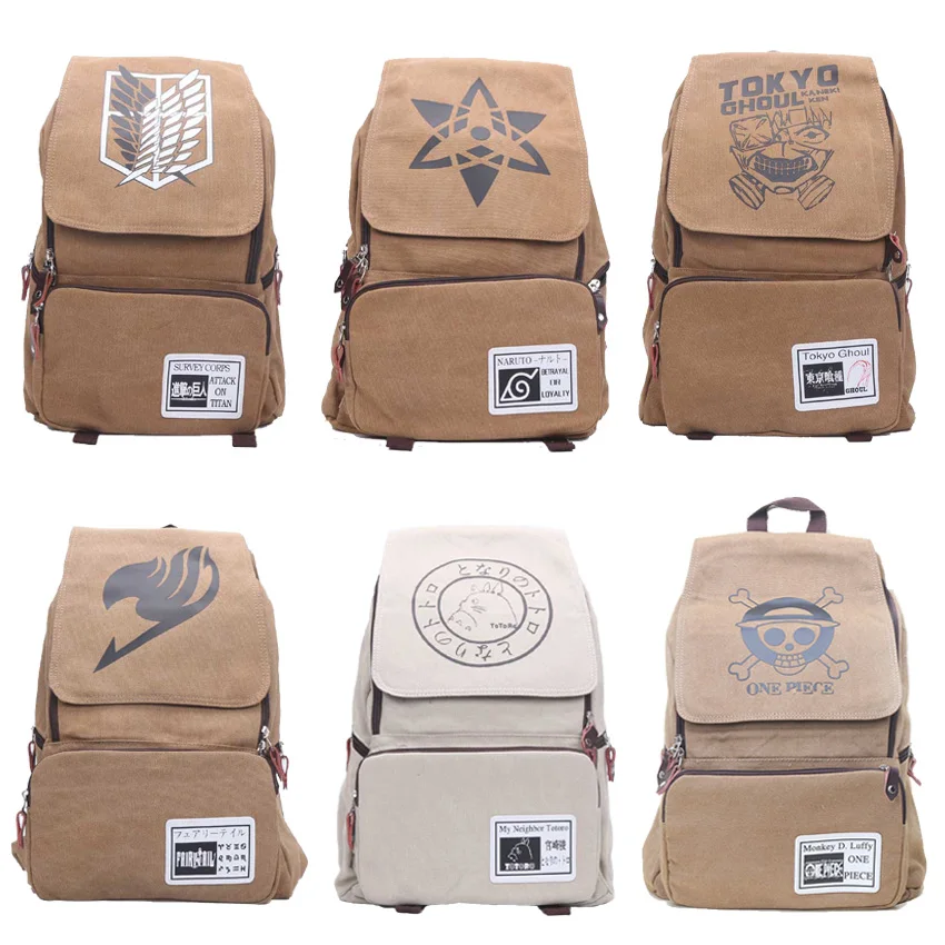 Una pieza Naturo Totoro Attack on Titan Tokyo Ghoul Fairy Tail Mochila de viaje de gran capacidad Mochila Una pieza Naturo Totoro Attack on Titan Tokyo Ghoul Fairy Tail Mochila de viaje de gran capacidad Mochila