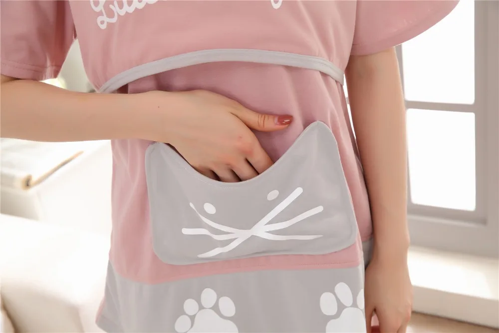 Bonito dos Desenhos Pijama para Mulheres Pijama de Algodão de Manga Roupas de Maternidade Fdfklak Animados Tamanho Grande Grávidas Curta Dormirwear Conjunto Verão 13 Fdfklak Bonito Dos Desenhos Animados Plus Size