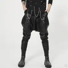 Лидер продаж! г. Новые мужские певец DJ GD кожа Штаны мешковатые штаны-шаровары повседневные мотоциклетные металлическое кольцо маленькие ноги брюки костюмы M-XXL