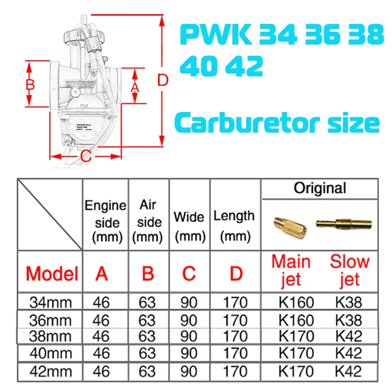 PWK карбюратор мотоцикла карбюратор 34 36 38 40 42 мм гоночный карбюратор для мотоцикл для бездорожья и мотокросса мопед скутер Cub ATV Quad UTV Kart