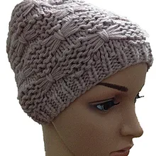 Bomhcs осень зима сплошной цвет бабочка цветок Hat ручной работы вязаная шапка