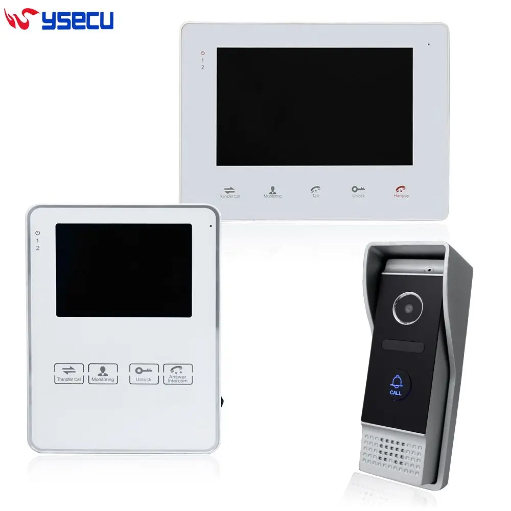

YSECU  Video Intercom Doorbell Waterproof Door Phone Camera  for Home Security 1 Camera 2 Screen  800 TVL Dual Communication