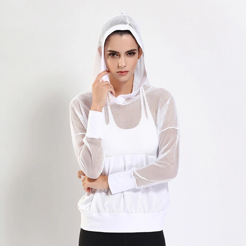 BESGO Mesh Yoga Coat Outdoor Sport Long Sleeve Shirts Running